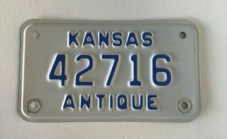 Kansas " Antique Motorcycle " License Plate - Tag - " 42716 "