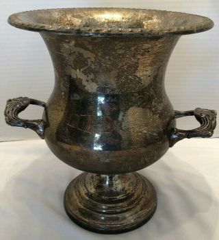 Vintage Sheridan Silver Plate Ice Bucket Pedestal Bowl Urn 25th Anniversary