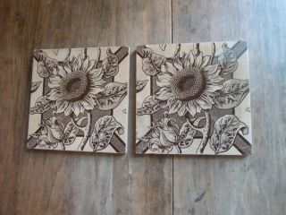 2 Tiles Sunflowers Brooklyn International Tile Co.  6 X 6
