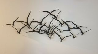 Vintage Curtis Jere Metal Wall Sculpture " Birds In Flight "