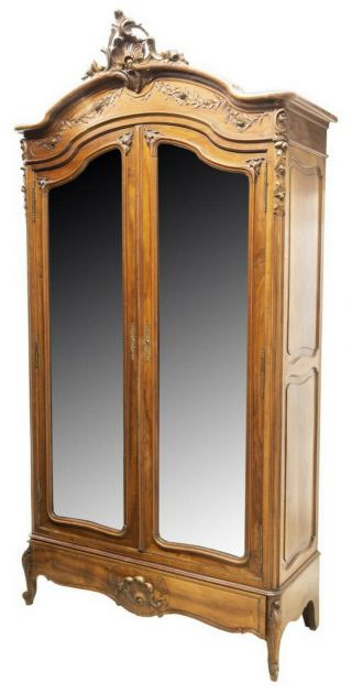 French Louis Xv Style Mirrored Two - Door Armoire,  19th Century (1800s)