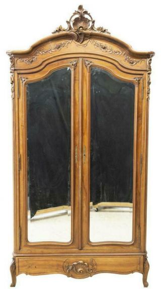 FRENCH LOUIS XV STYLE MIRRORED TWO - DOOR ARMOIRE,  19th century (1800s) 2