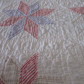 Christmas Candy Red Stripes Vintage 30s Feedsack QUILT Farmhouse Table Runner 3