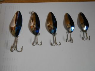 Five Vintage Little Cleo Wigl Lures With Exotic Dancer On Back Fish Lures