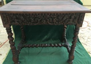 Antique 17th Century French Side Table Carved Goats Cherubs Squirrels