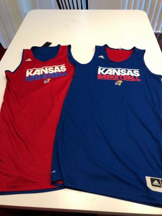 Game Worn Adidas Kansas Jayhawks Basketball Reversible Practice Jersey L
