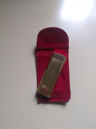 Cartier Paris French Yellow Gold Plated Lighter With Red Suede Pouch
