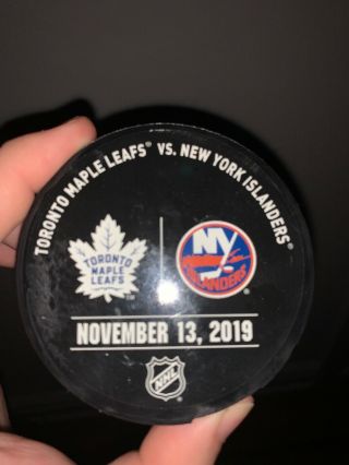 York Islanders Vs Toronto Maple Leafs Warm Up Puck 11/13/2019