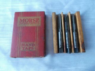 Vtg Morse Set Of 3 Hand Taps 5/16 " Nc Hs Box 2040 5/16 - 18nc / Usa Made