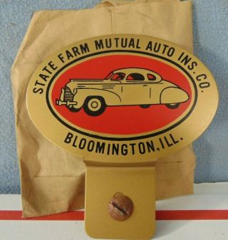1940 Vintage State Farm Insurance License Plate Topper Buick Ford Chevy Rat Rod