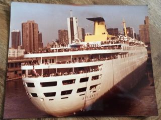 Gorgeous Photograph Ss Atlantic Stern View 8 X 9 3/4 Color American Export Lines
