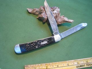 Vtg Case Xx Usa Trapper Knife 6254 5 Dot 1985 Jigged Bone