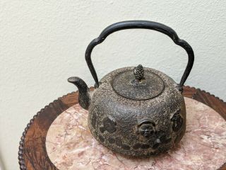 Antique Japanese Signed Cast Iron Teapot Kettle Tetsubin