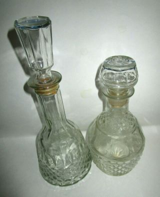 Vintage Coletable Mid Century Modernist Glass Decanter Bottles - Set Of 2