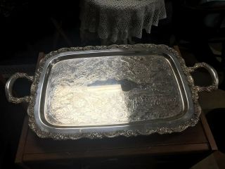 Vintage Oneida Usa Silverplate Large Footed Serving Tray