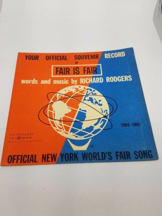 Vintage 1964 1965 Ny Worlds Fair Souvenir Record Richard Rodgers
