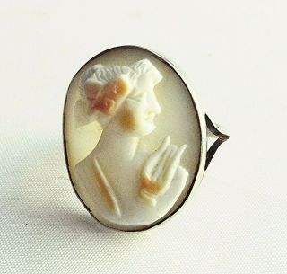 Antique 9ct Gold Carved Shell Cameo Signet Ring Size Q