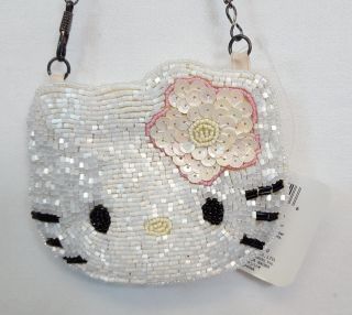 Vintage 1998 Sanrio Hello Kitty Beaded Sequin Coin Purse Pink Flower W Tag