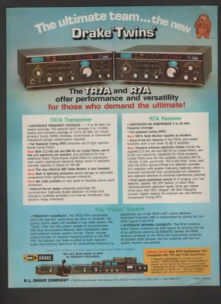 1982 Drake Twins Tr7a/ R7a Ham Radio Transceiver Hf Vintage Print Ad A82