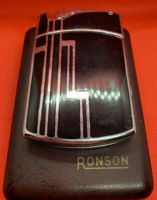 Vintage Art Deco Ronson Tuxedo Lighter And Cigarette Case Collectible