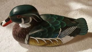 Authentic Vintage Hand Carved Wood & Painted Folk Art Wood Duck
