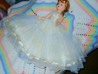 17 " Vintage Unmarked Hard Plastic Walking Doll In Dress