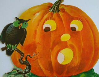 Vintage Dennison Jack O Lantern Pumpkin Owl Jol Die Cut Halloween Decor Large