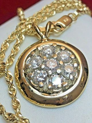 Vintage Estate 14k Gold Natural Diamond Pendant Necklace Chain 16 