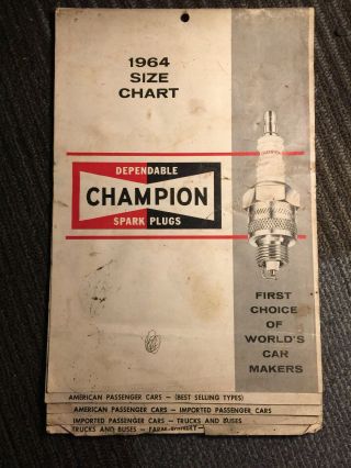 Champion Spark Plugs Antique Vintage Auto Car Catalogs Book Size Chart 1964