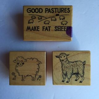 Wooden Rubber Stamp Psx Petaluma Good Pastures Make Fat Sheep 1980s Vintage