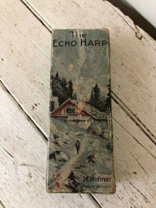 Vintage The Echo Harp Harmonica M.  Hohner Germany In Case 55/80