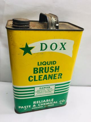 Vintage Antique D O X Liquid Brush Cleaner 1 - Gallon Dox Tin Can