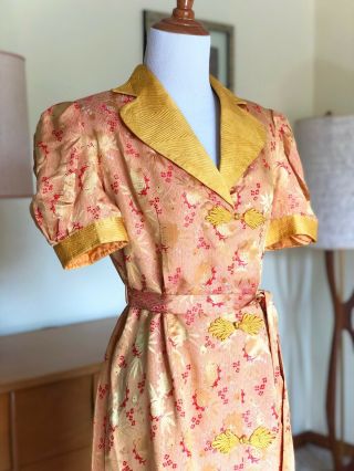 40s Chinese Silk Brocade Dressing Gown 1940 