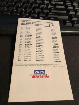 1999 Chicago Cubs & White Sox Baseball Pocket Schedule WGN Sosa & Frank Thomas 3
