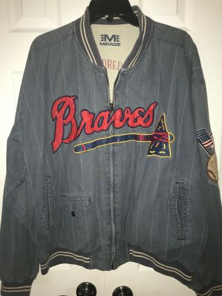 Vintage Atlanta Braves Mirage Cotton Baseball Dugout Embroidered Jacket Men 