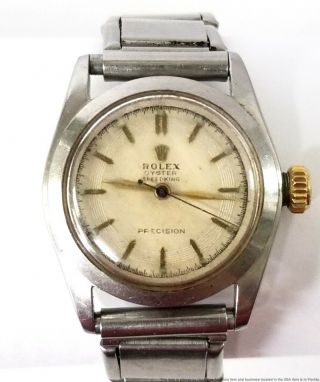 Vintage Running Rolex Oyster Speedking Stainless Steel Mens Wrist Watch 6056