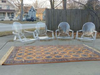 Philippe Starck For Kartell Set Of 4 Louis Ghost Chair Crystal Clear Post Modern