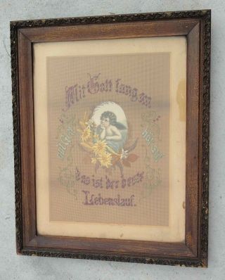 BEST antique victorian PAPER PUNCH SAMPLER ANGEL GERMAN DRIED FLORAL christian 2