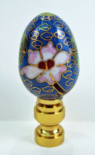 Lamp Finial Medium Blue Cloisonne Egg Topper Lampshade Finial Vintage (j13)
