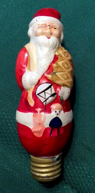 Vtg Christmas Tree Figural Santa Claus Light Bulb 5.  5 " Long,