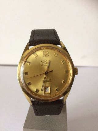 Gents Vintage Gold Plated Pilot Swiss 17 Jewel Automatic Wrist Watch Rare Find