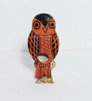 Vintage Tin Litho Cracker Jack Owl Whistle Noisemaker Japan Halloween