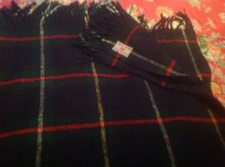 Vintage Wool Blanket Throw Troy Robe Scottish Tartan Plaid Blue Green 52” X 56”