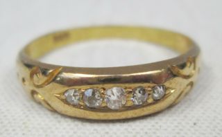 Antique Victorian 18ct Gold Five Stone Old Cut Diamond Ring Size M