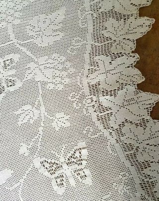Mary Card Grapes/butterfly & Vine 2 Vintage/antique Filet Crochet Panels/curtain