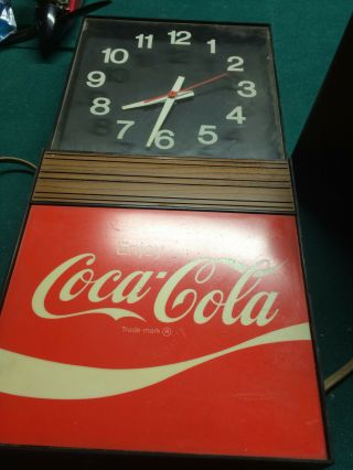 Vintage Lighted Coca - Cola Electric Clock