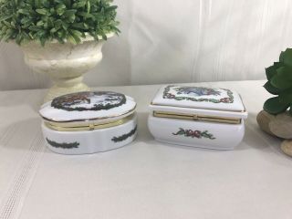 Heritage House Vintage Christmas Porcelain Music Box Set Of 2