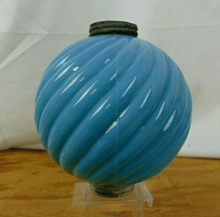 Antique Swirl Blue Milk Glass Lightning Rod Ball Weathervane Cole Bros.  Caps