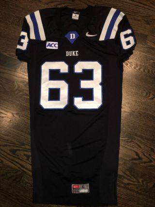 Game Worn Duke Blue Devils Football Jersey Nike 63 Size L