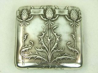 Absolutely Stunning Art Nouveau Thistle Decorated French Silver Cigarette Case